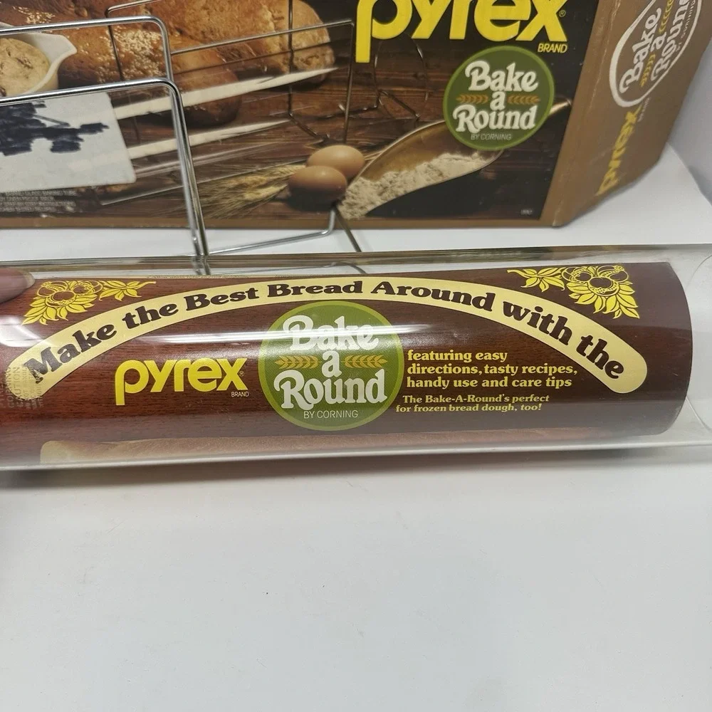 Vintage Pyrex Bake-A-Round Glass Bread Baking Tube & Rack Corning 14